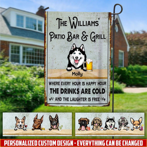 Personalized Custom Dogs Barkyard Patio Bar And Grill Garden Flag Dog Flag Dreamship 