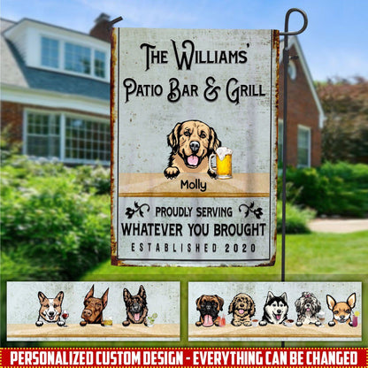 Personalized Custom Dogs Barkyard Patio Bar And Grill Garden Flag Dog Flag Dreamship 