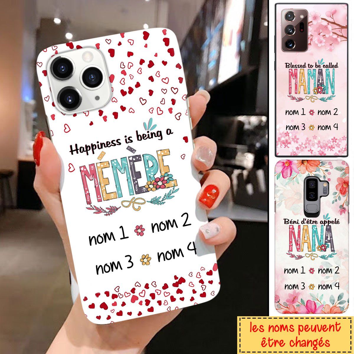 Personalized Custom Happiness is being a Mémère Phone Case For French Grandmas Phone case FUEL 
