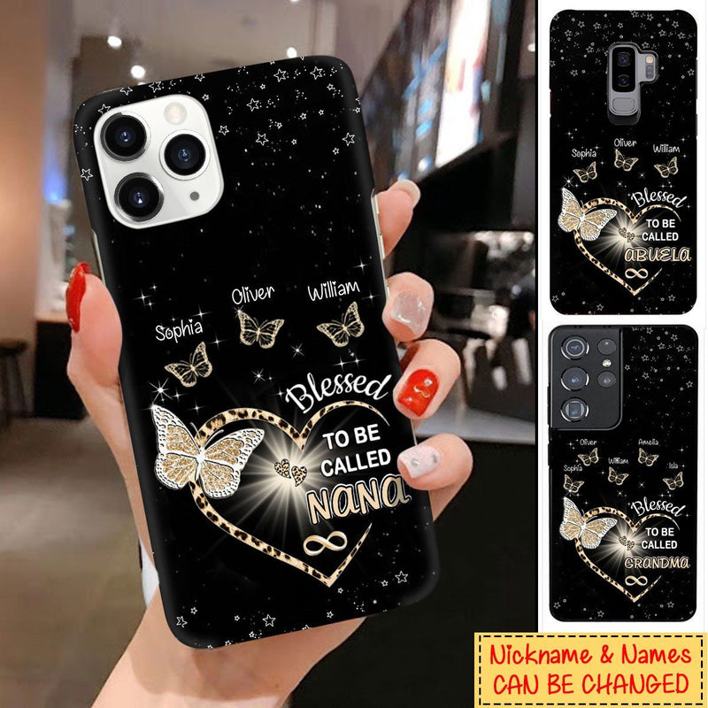 Personalized Custom "Blessed to be called Nana" Mommy, Grandma, Auntie Butterflies Phone Case Phone case FUEL