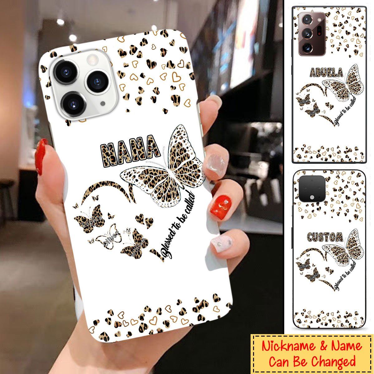 Personalized Custom "Blessed to be called Nana" Mommy, Grandma, Auntie Butterfly Phone Case Phone case FUEL 