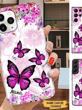 Pink Butterflies Grandma with Grandkids Personalized Phone case