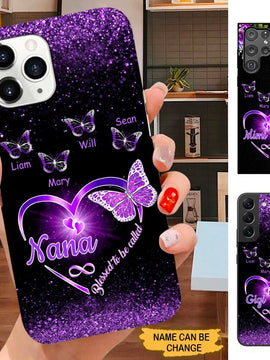 Purple Butterfly Blessed To be called Grandma Nana Mommy Personalized Phone case SC18106