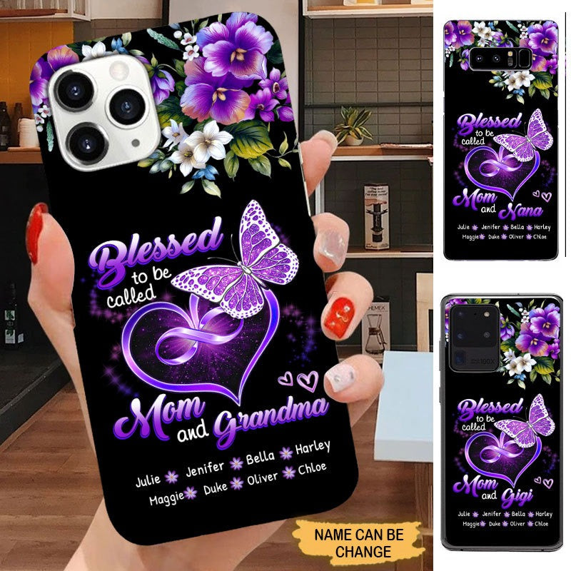 Purple Butterfly Blessed to be called Mom and Grandma Personalized Phone case Phone case FUEL 