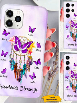 Purple Butterfly Dreamcatcher Grandma's Blessings Nana Mommy Personalized Phone case SC273231