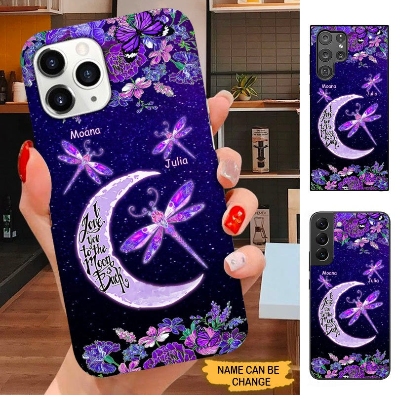 Purple Dragonfly I Love You to the moon and back Grandma Nana Mimi Personalized Phone case SC1692 Phone case ShinyCustom Phone Case 