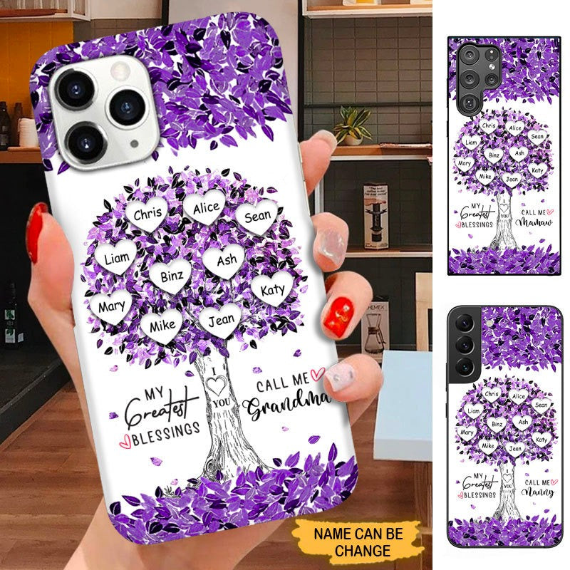 Purple Heart Tree My greatest Blessings called me Grandma Nana Mommy Personalized Phone case SC12102 Phone case ShinyCustom Phone Case 