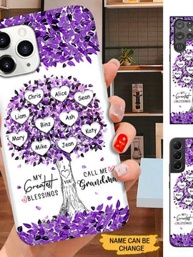 Purple Heart Tree My greatest Blessings called me Grandma Nana Mommy Personalized Phone case SC12102