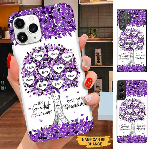 Purple Heart Tree My greatest Blessings called me Grandma Nana Mommy Personalized Phone case SC12102 Phone case ShinyCustom Phone Case 