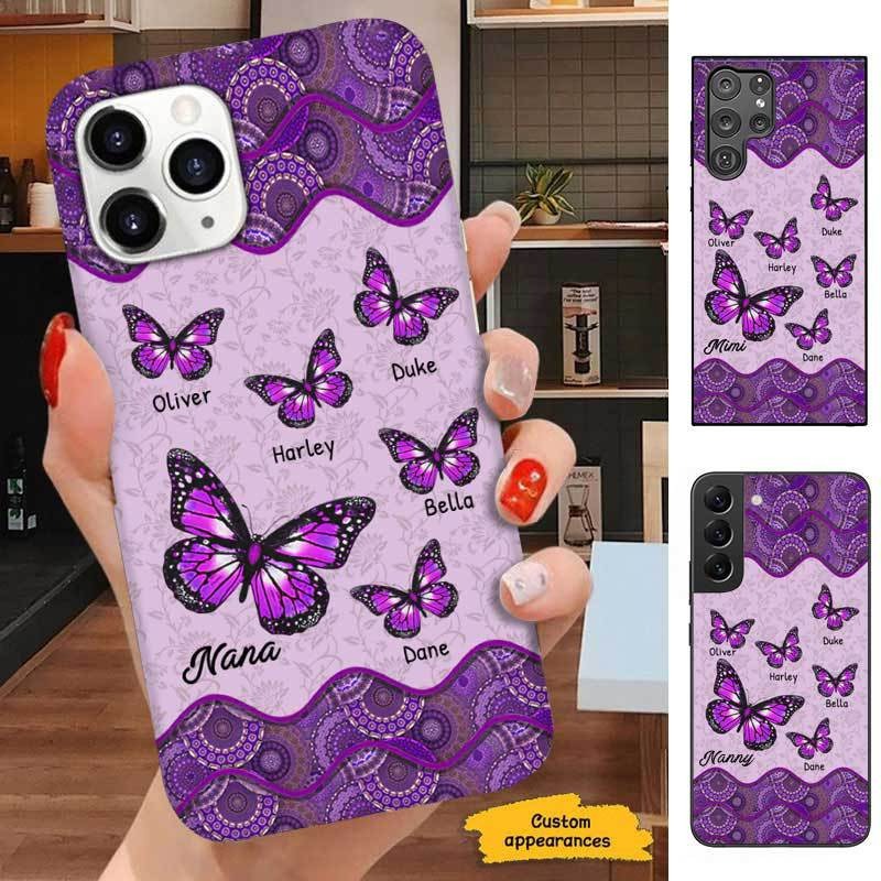 Purple Mandala Pattern Butterfly Grandma Nana Mom Personalized Phone case SC181114