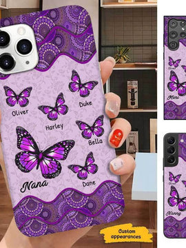 Purple Mandala Pattern Butterfly Grandma Nana Mom Personalized Phone case SC181114