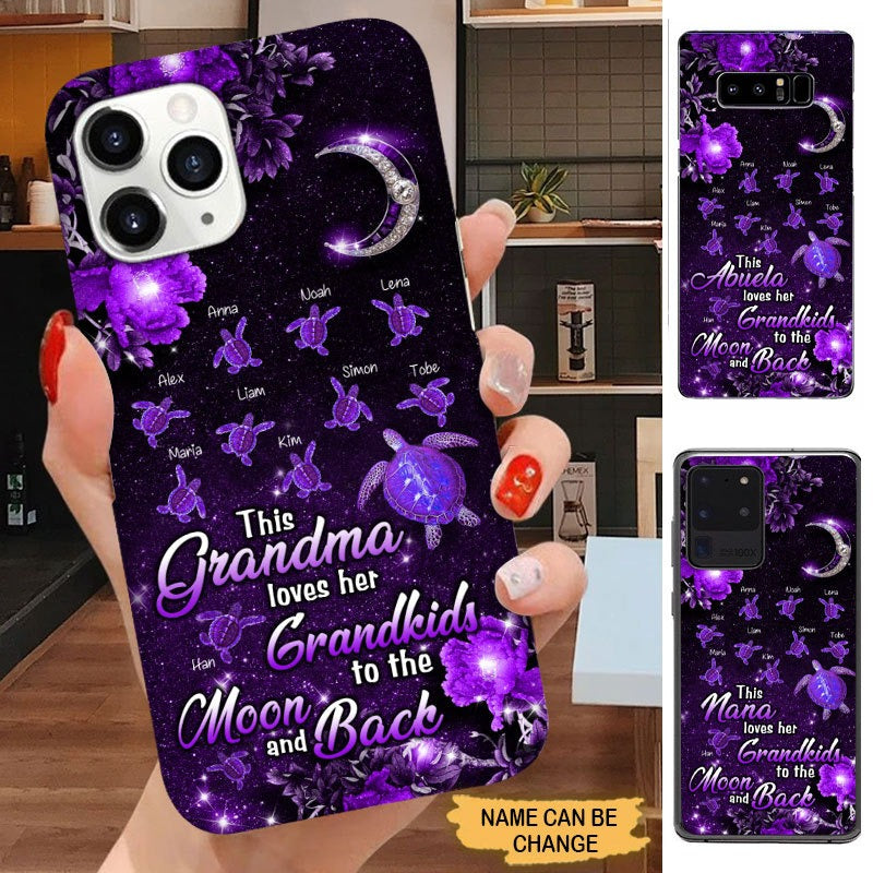Purple Turtle Grandma loves her grandkids to the moon and back Personalized Phone case Phone case FUEL