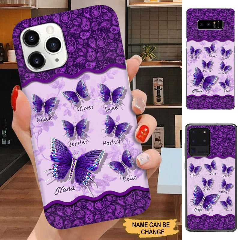 Purple butterflies Grandma with grandkids Personalized phone case Phone case FUEL 