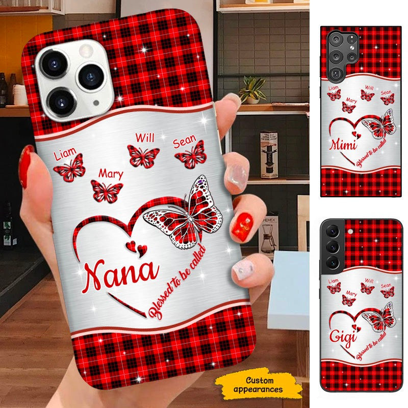 Red Plaid Butterfly Blessed to be called Nana Mimi Gigi Grandma Personalized Phone case SC01115 Phone case ShinyCustom Phone Case 