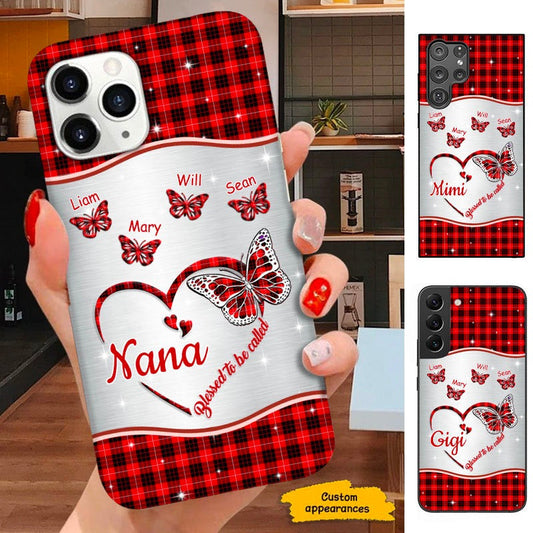 Red Plaid Butterfly Blessed to be called Nana Mimi Gigi Grandma Personalized Phone case SC01115 Phone case ShinyCustom Phone Case 