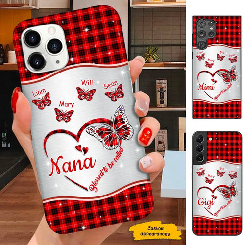 Red Plaid Butterfly Blessed to be called Nana Mimi Gigi Grandma Personalized Phone case SC01115 Phone case ShinyCustom Phone Case 