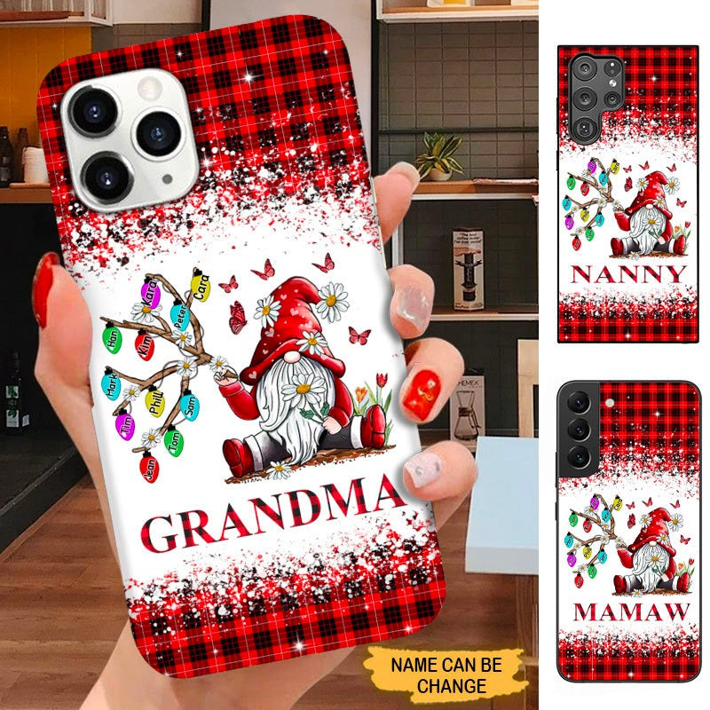 Red Plaid Gnome Grandma Nana Mommy Personalized Phone case SC12104 Phone case ShinyCustom Phone Case 