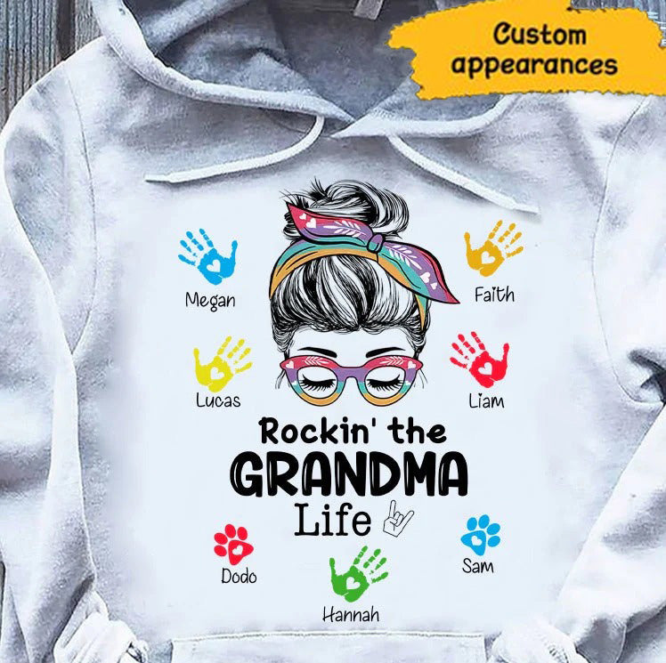 Rocking The Grandma Life Mommy Auntie Personalized Hoodie Shirt SC121101 (PZ TEST)