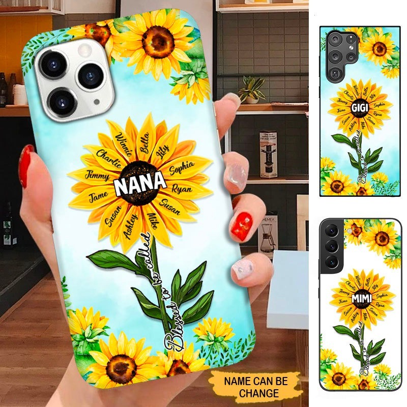 Sunflower Blessed to be called Nana Mimi Gigi Grandma Personalized Phone case SC2587 Phone case ShinyCustom Phone Case 