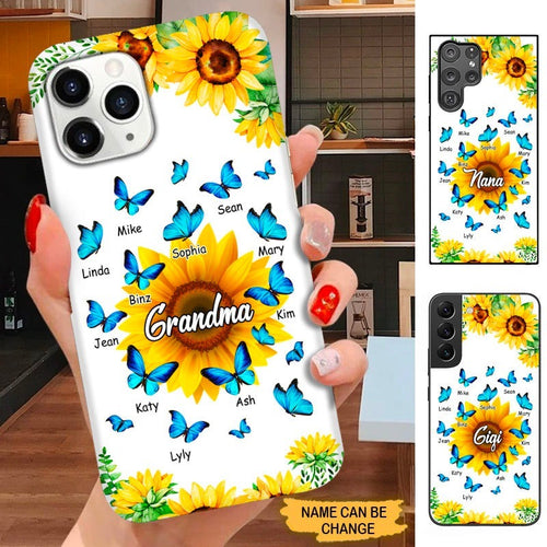 Sunflower Blue Butterfly Grandma Nana Mimi Personalized Phone Case SC15095 Phone case ShinyCustom Phone Case 