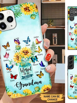 Sunflower Butterflies Blessed to be called Grandma Nana Mimi Personalized Phone case