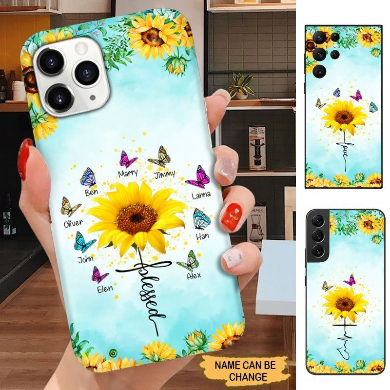 Sunflower Butterflies Grandma with Grandkids Personalized Phone case Phone case FUEL 