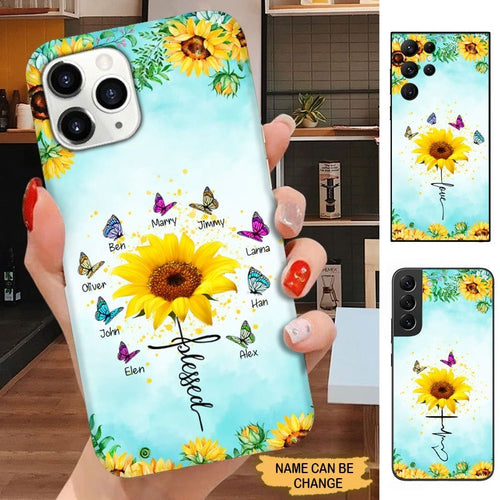 Sunflower Butterflies Grandma with Grandkids Personalized Phone case Phone case FUEL 