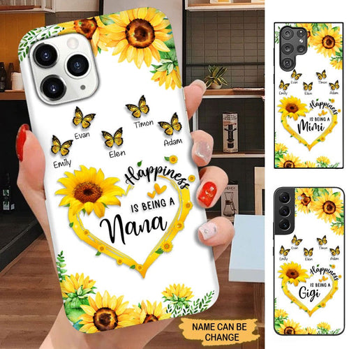 Sunflower Butterflies Happiness is being Nana Grandma Personalized Phone case SC10061 Phone case FUEL 