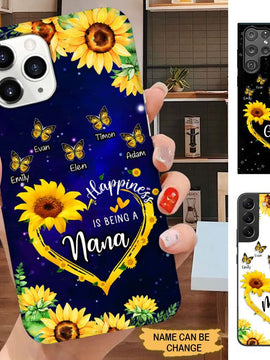 Sunflower Butterflies Happiness is being Nana Grandma Personalized Phone case SCMAY1902