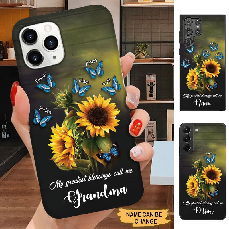 Sunflower Butterflies My greatest Blessings call me Grandma Nana Mimi Personalized Phone case Phone case FUEL 