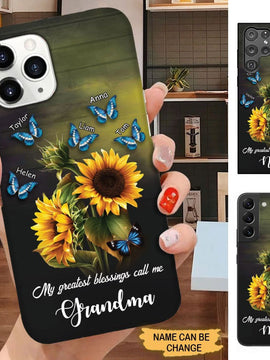 Sunflower Butterflies My greatest Blessings call me Grandma Nana Mimi Personalized Phone case