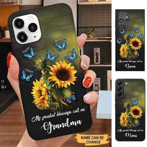 Sunflower Butterflies My greatest Blessings call me Grandma Nana Mimi Personalized Phone case Phone case FUEL 
