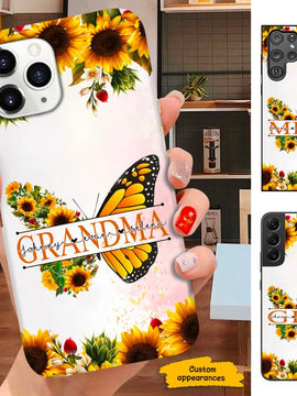 Sunflower Butterfly Grandma Nana Mimi Mom Personalized Phone case SC281226