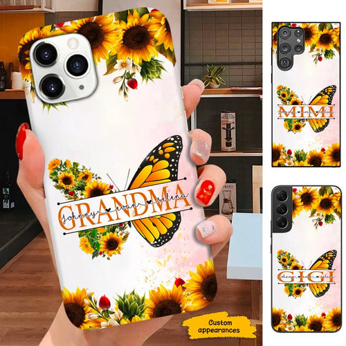 Sunflower Butterfly Grandma Nana Mimi Mom Personalized Phone case SC281226