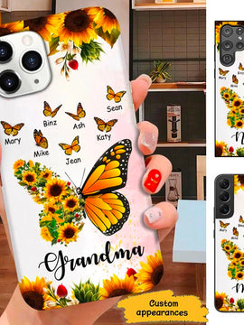 Sunflower Butterfly Grandma Nana Mommy Gigi Personalized Phone Case SC25812