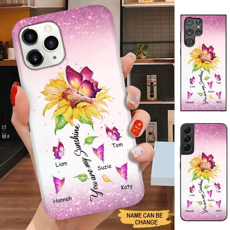 Sunflower Butterfly Grandma With Grandkids Nana Mommy Personalized Phone case SC2483 Phone case ShinyCustom Phone Case 