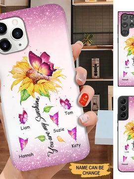 Sunflower Butterfly Grandma With Grandkids Nana Mommy Personalized Phone case SC2483