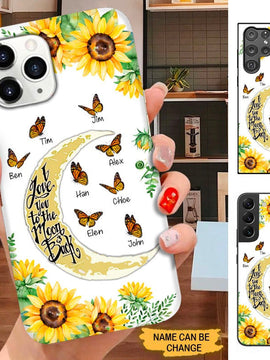 Sunflower Butterfly I love you moon and back Grandma Nana Mommy Personalized Phone case SC3099