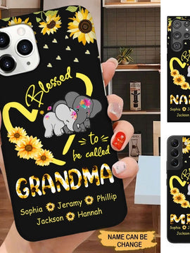 Sunflower Elephant Blessed to be called Grandma Nanny Nana Personlized Phone case SC2286