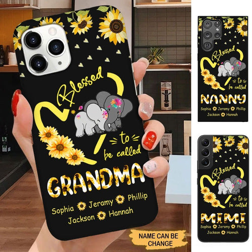 Sunflower Elephant Blessed to be called Grandma Nanny Nana Personlized Phone case SC2286 Phone case ShinyCustom Phone Case 