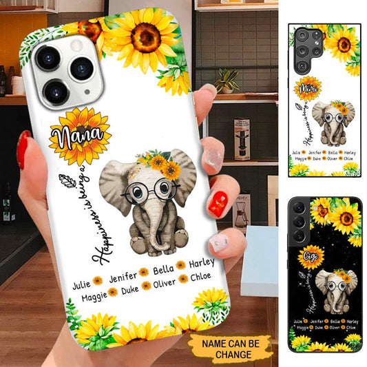 Sunflower Elephant Happiness is being a Nana Mimi Gigi Grandma Personalized Phone case SC7091 Phone case ShinyCustom Phone Case 