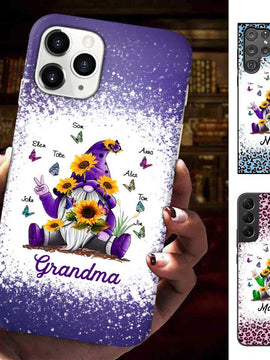 Sunflower Gnome Butterflies Grandma With Grankids Personalized Grandma Phone Case SC10062