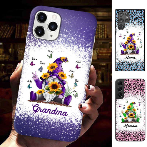 Sunflower Gnome Butterflies Grandma With Grankids Personalized Grandma Phone Case SC10062 Phone case FUEL 