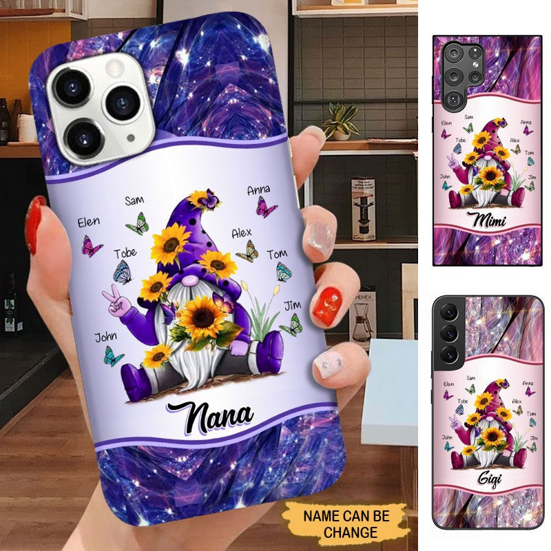 Sunflower Gnome Butterflies Grandma With Grankids Personalized Grandma Phone Case SC1276 Phone case FUEL 