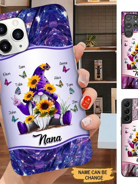 Sunflower Gnome Butterflies Grandma With Grankids Personalized Grandma Phone Case SC1276