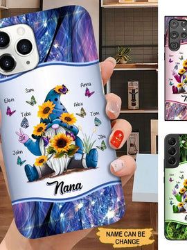 Sunflower Gnome Butterflies Grandma With Grankids Personalized Grandma Phone Case SC1277