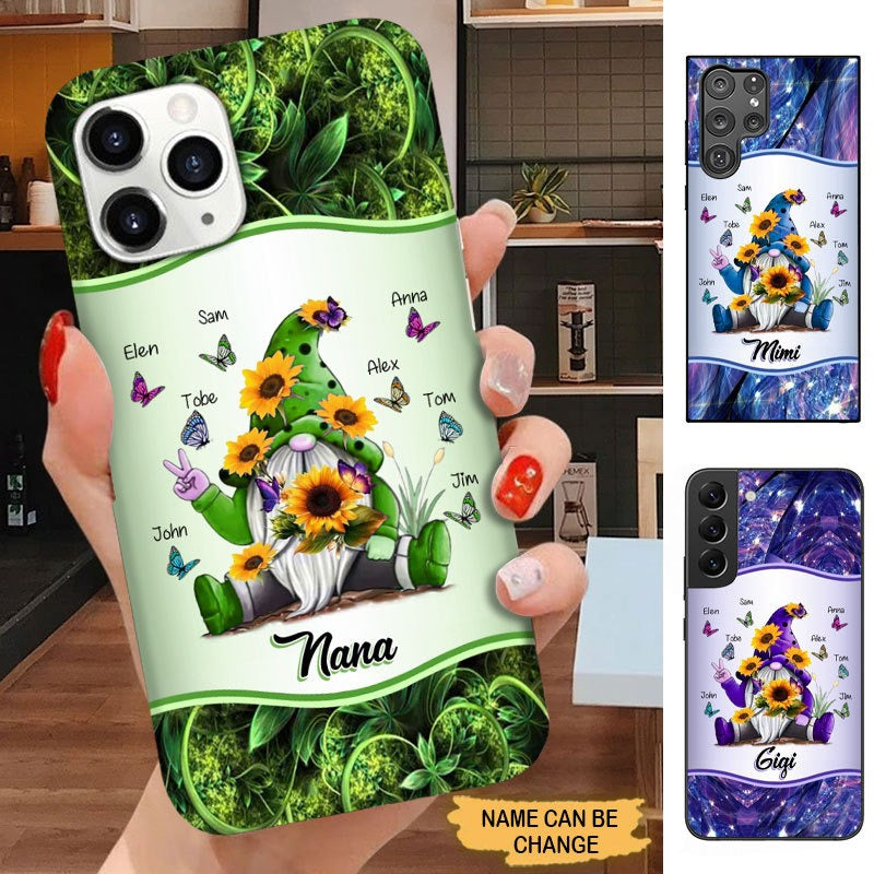 Sunflower Gnome Butterflies Grandma With Grankids Personalized Grandma Phone Case SC1278 Phone case FUEL 