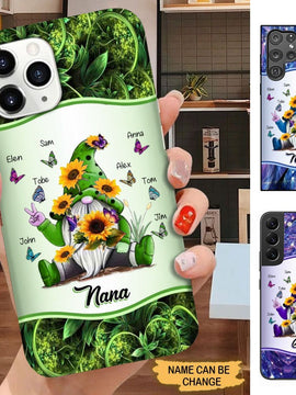 Sunflower Gnome Butterflies Grandma With Grankids Personalized Grandma Phone Case SC1278