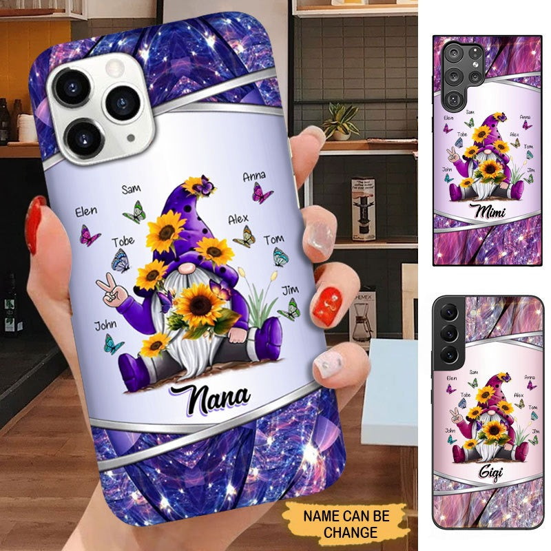 Sunflower Gnome Butterflies Grandma With Grankids Personalized Grandma Phone Case SC7081 Phone case FUEL 