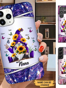 Sunflower Gnome Butterflies Grandma With Grankids Personalized Grandma Phone Case SC7081